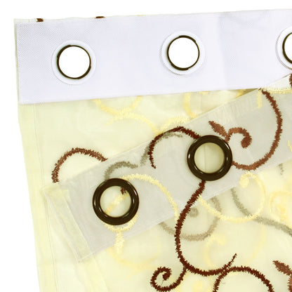 2 Pcs Beige & Coffee Brown Imagica Sheer Door Curtain, 7 ft