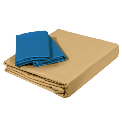 PAVO Tranquil Solid Luxurious King Bedsheet - Beige and Blue