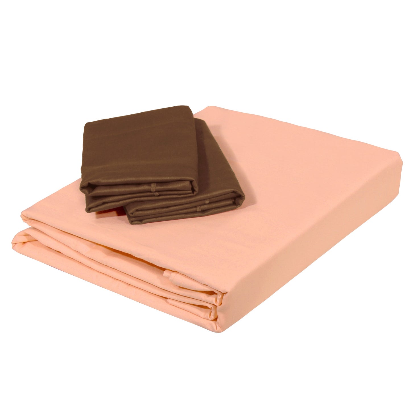 PAVO Tranquil Solid Luxurious King Bedsheet (Peach and Choco Brown)