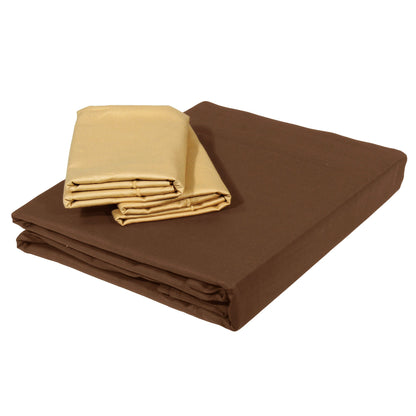 PAVO Tranquil Solid Luxurious King Bedsheet Coco (Brown and Beige)