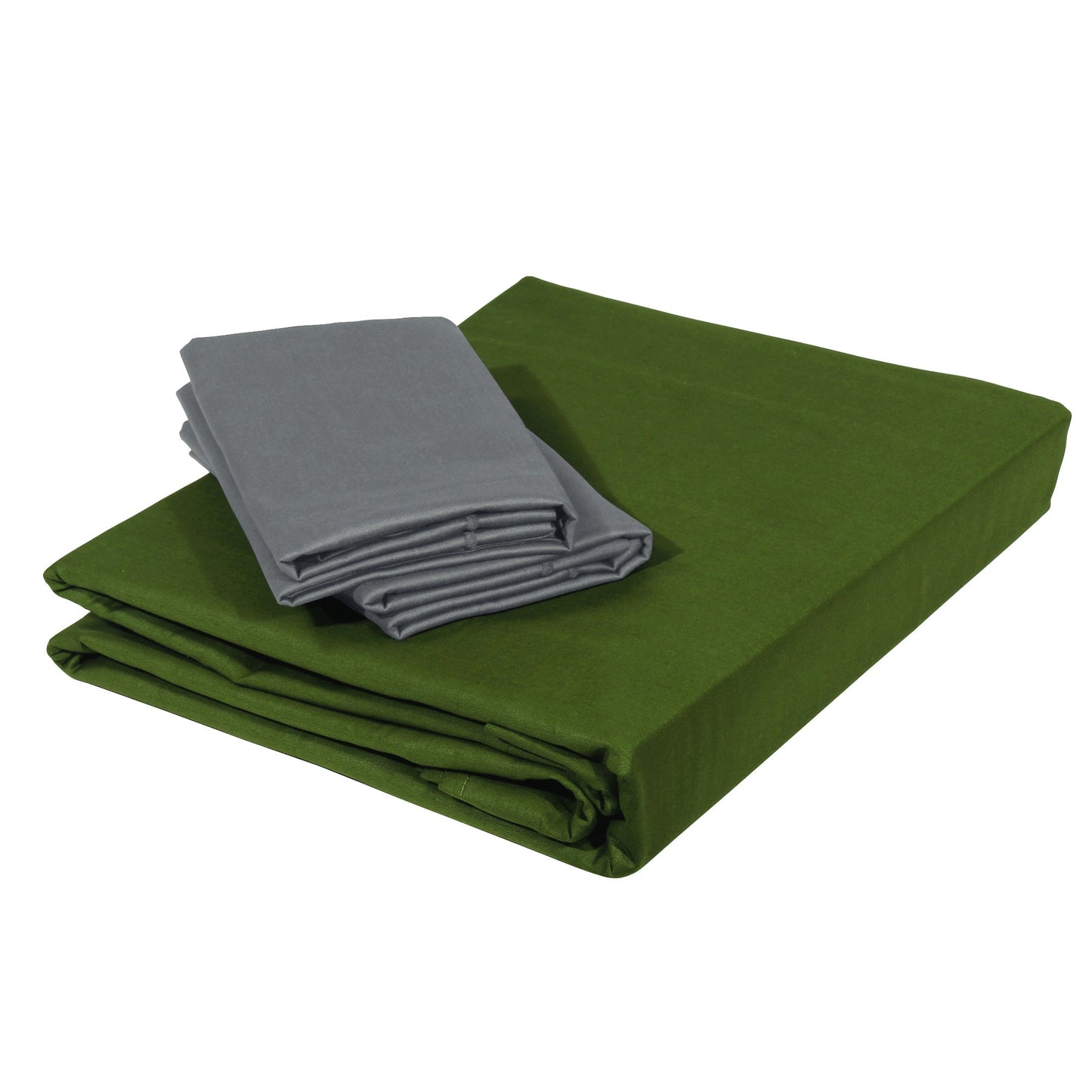 PAVO Tranquil Solid Luxurious King Bedsheet - Army Green and Grey