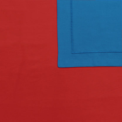 PAVO Tranquil Solid Luxurious King Bedsheet (Red and Blue)