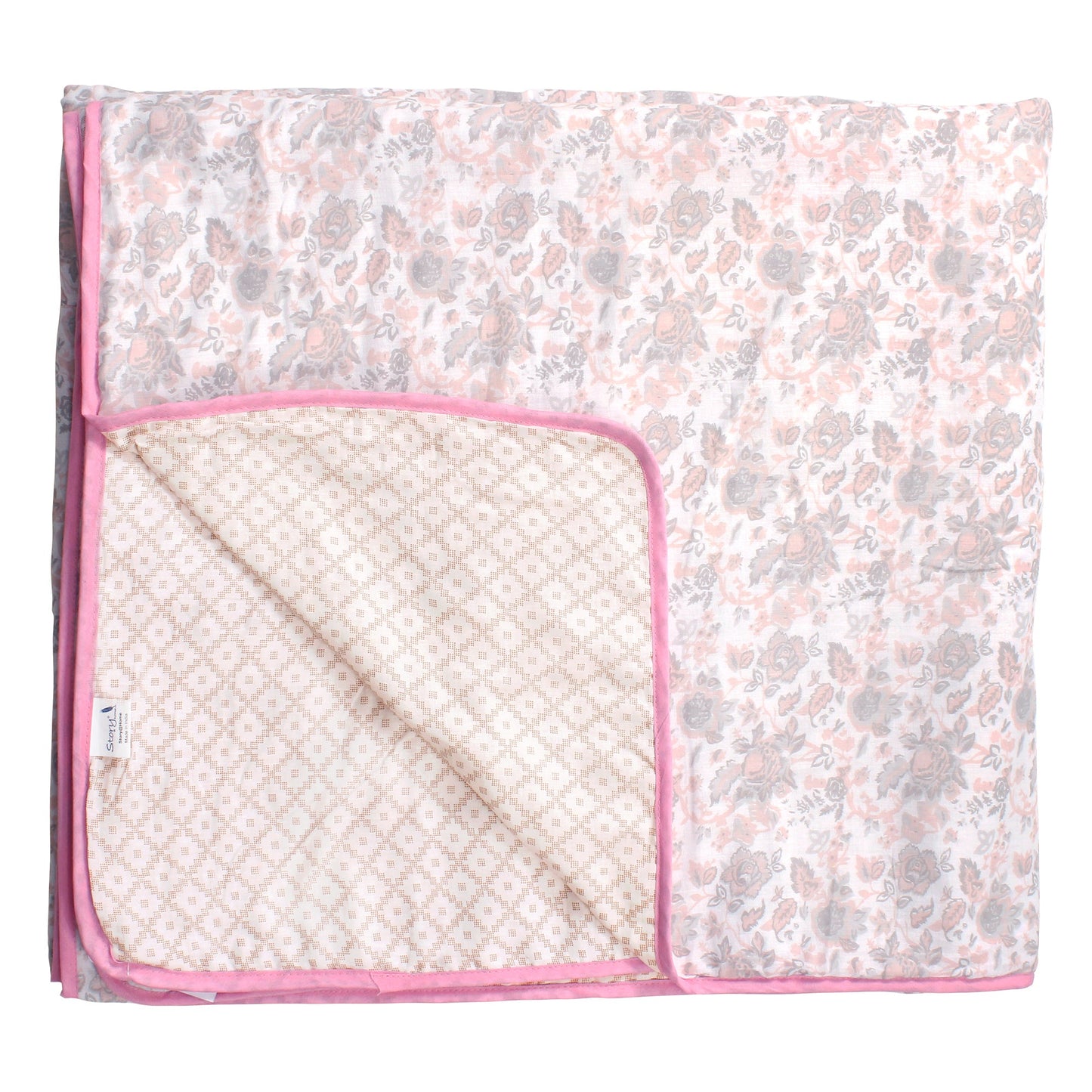 Super Soft Baby Pink & White  Floral Single Dohar