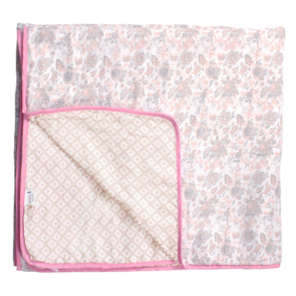 Super Soft Baby Pink & White  Floral Single Dohar