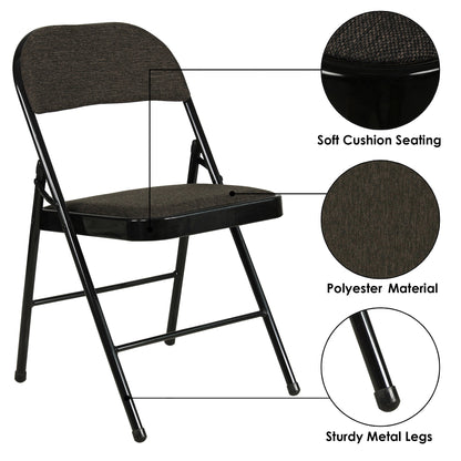 Folding Padded Dark Brown Metal Chair