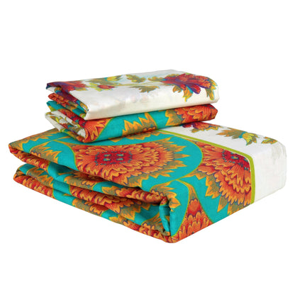 Ventura 144 TC White Floral Double Bedsheet