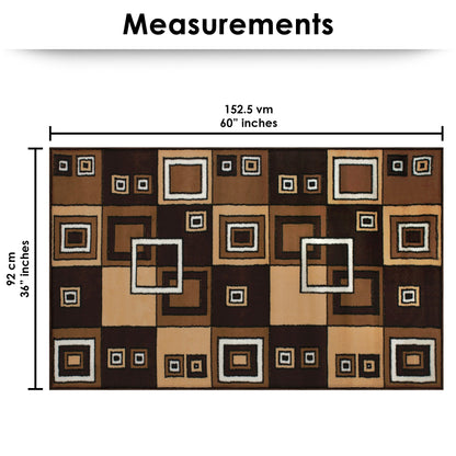 Brown Geometric Rustico Rug/Carpet with Anti Skid Backing