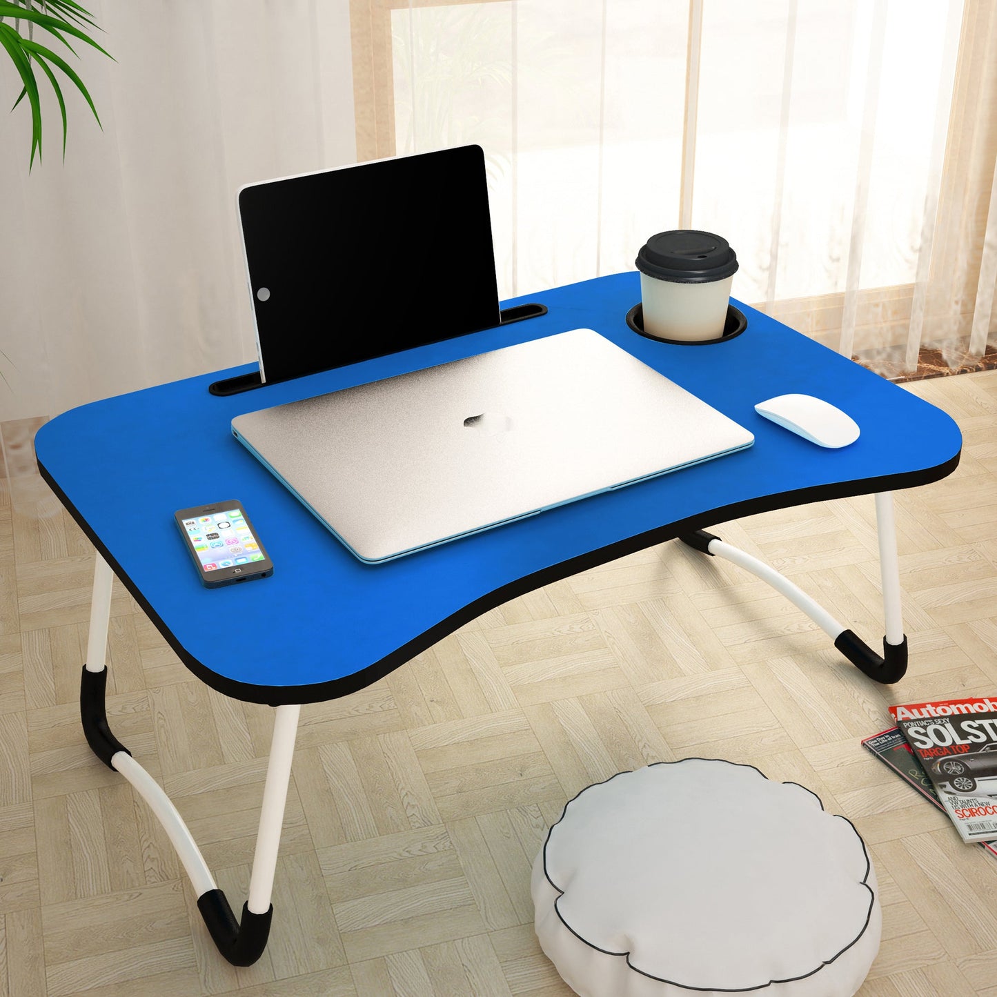 Teal Blue Stripes 1 Pc laptop Table