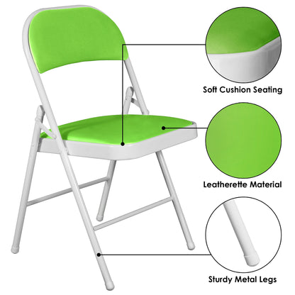 Folding Padded Green Metal Chair