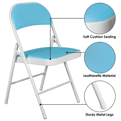 Folding Padded Sky Blue Solid Foldable Designer Chair