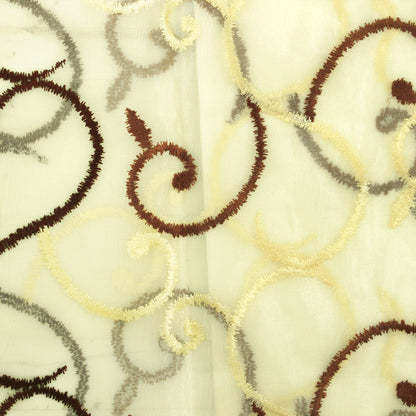 2 Pcs Beige & Coffee Brown Imagica Sheer Door Curtain, 7 ft