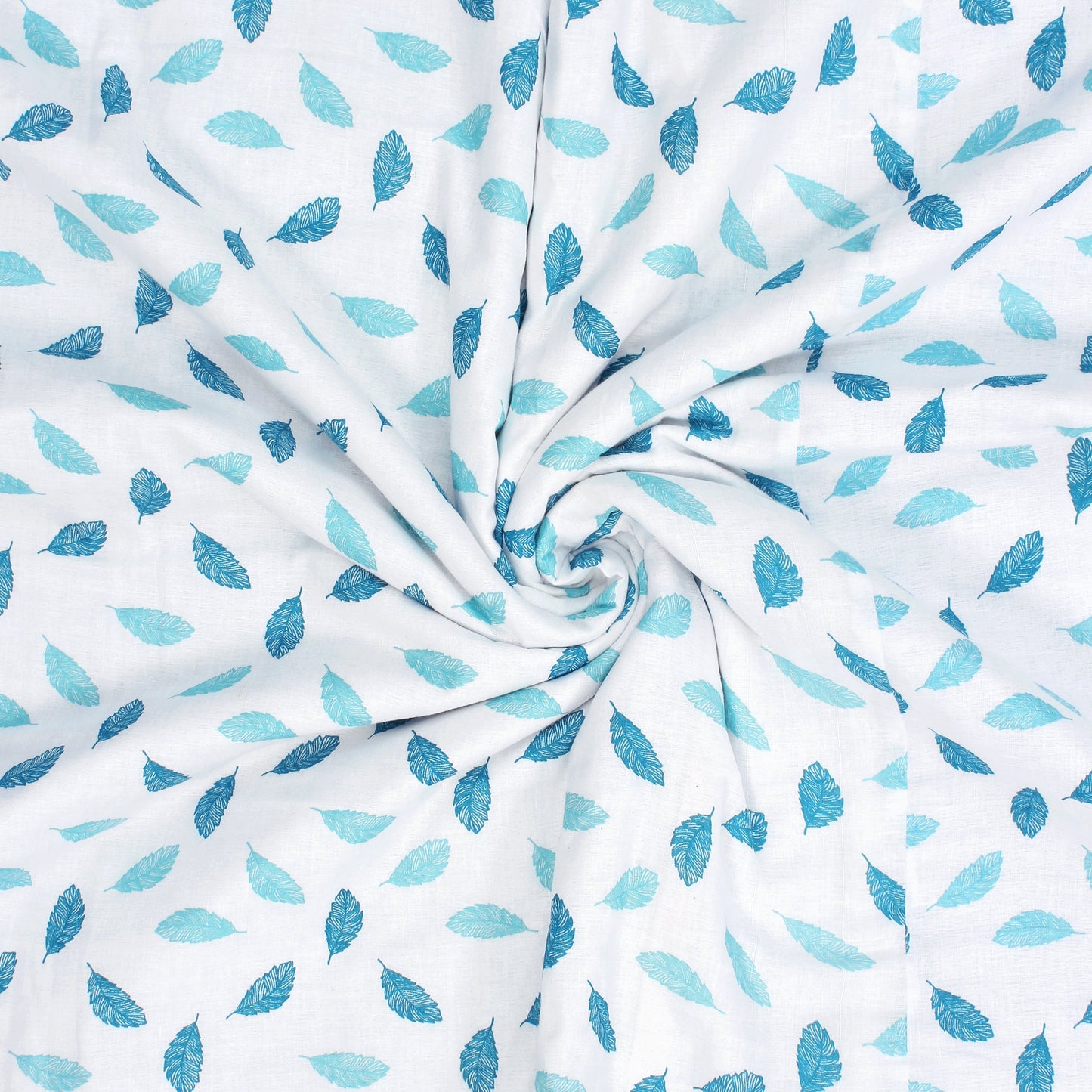 Super Soft Leaf White & Blue Green Double Dohar