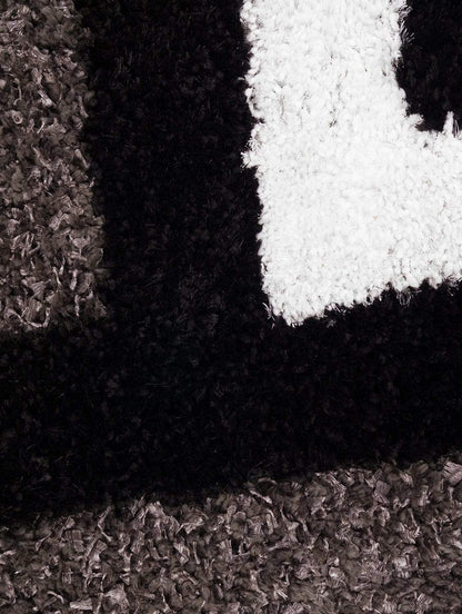 Geometric Pattern Dark Grey Carpet for Living Room & Bedroom