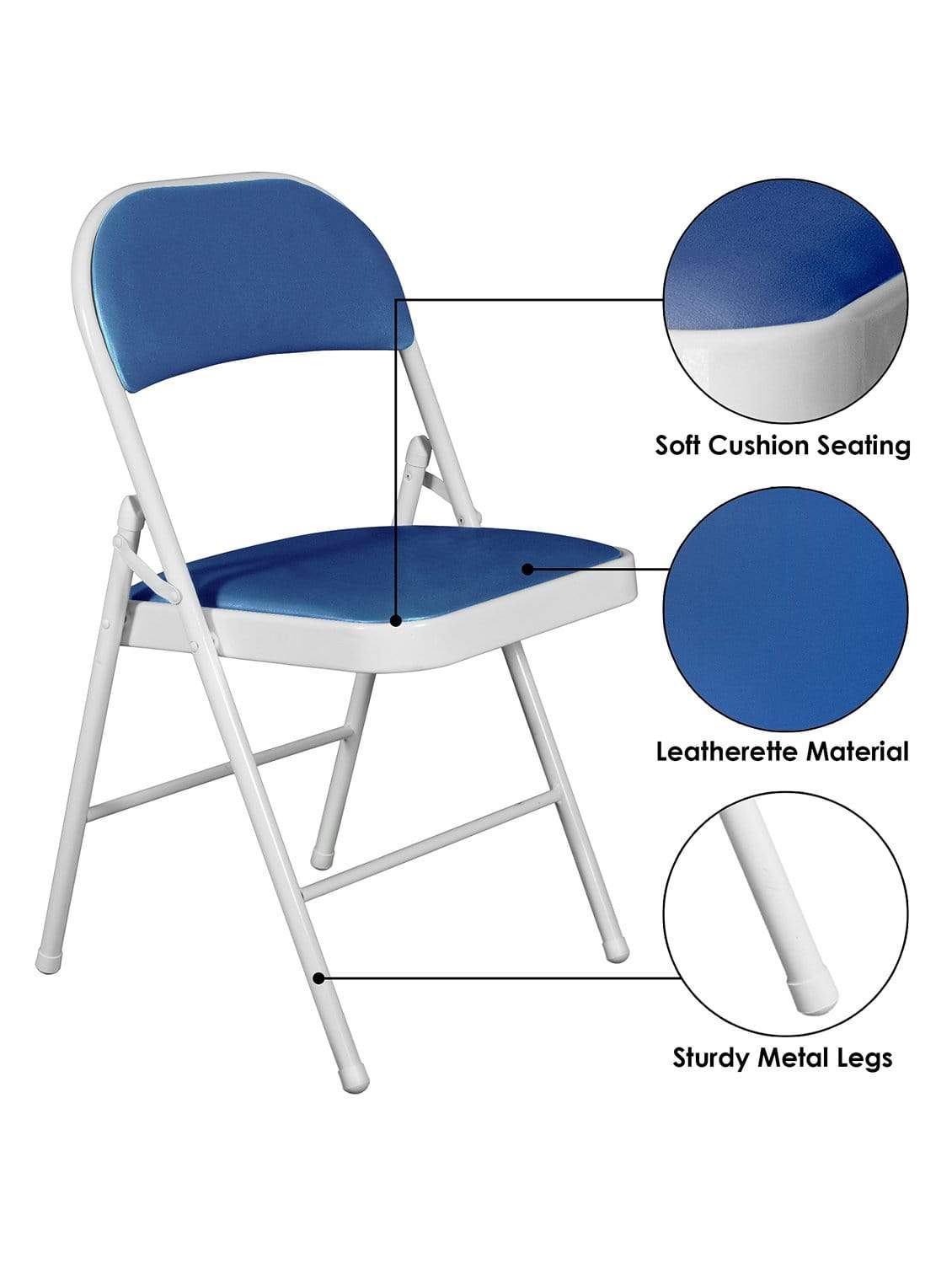 Padded Blue Metal Cafe /Kitchen/ Garden and Outdoor Folding Chair