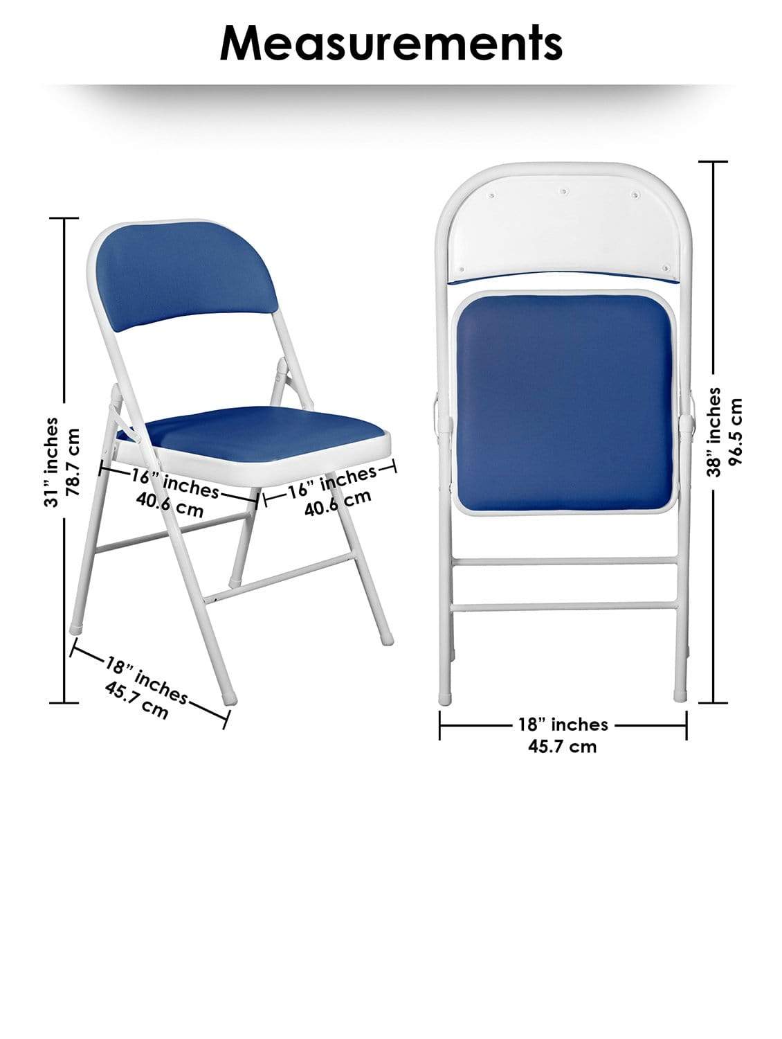 Padded Blue Metal Cafe /Kitchen/ Garden and Outdoor Folding Chair