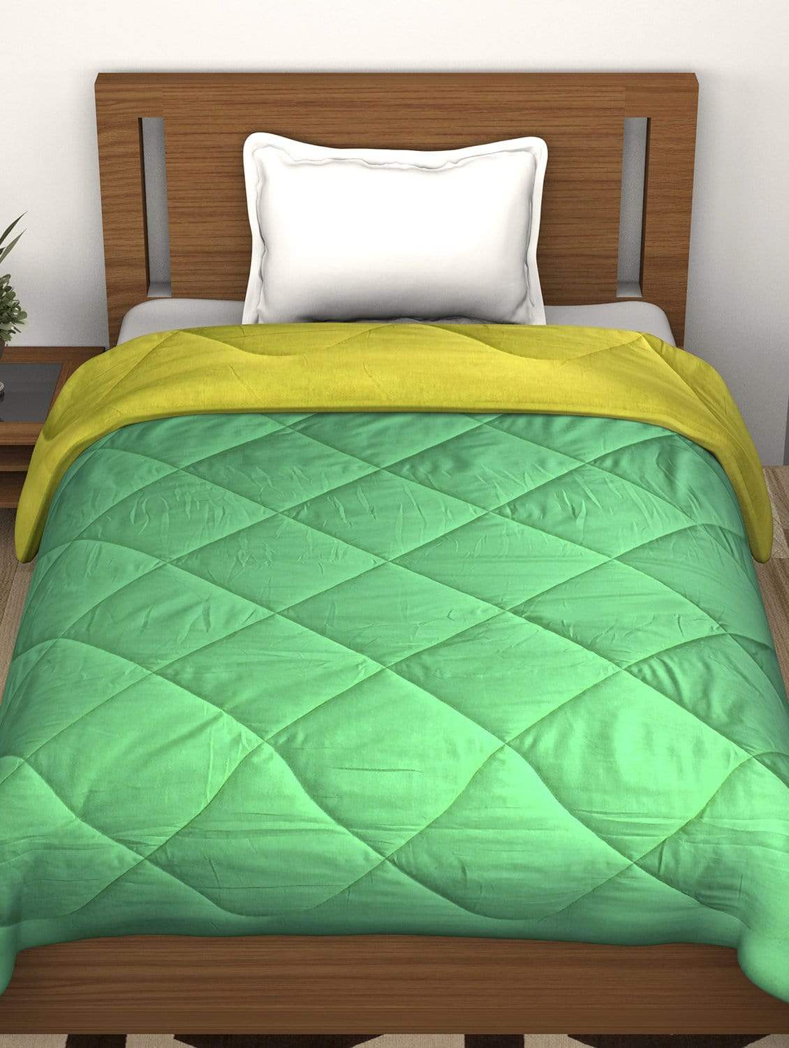 Fusion Soft Yellow & Green Dual Color Comforter Single Size - 150 cm X 225 cm