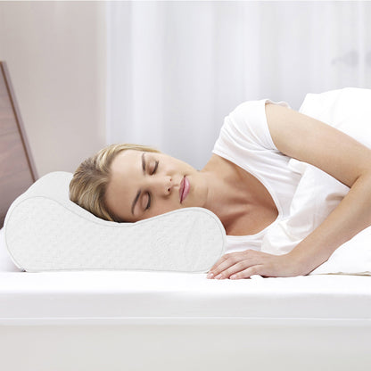 White Circle Pattern Cervical Memory Foam Pillow , 20" X 12.5"