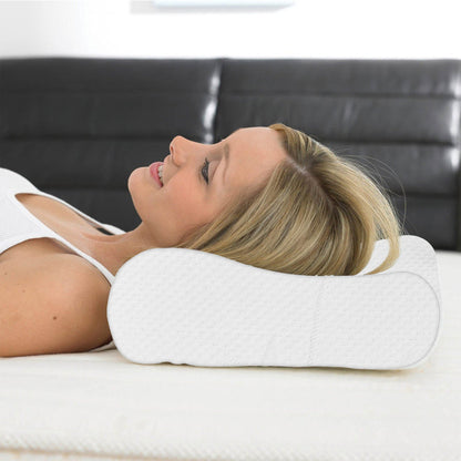 White Circle Pattern Cervical Memory Foam Pillow , 20" X 12.5"