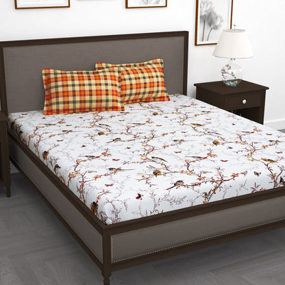 Myra 186 TC 100% Cotton White King Size Bedsheet