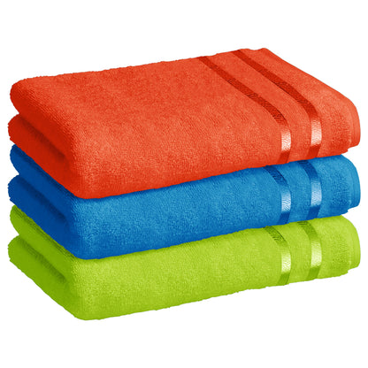 Story@Home 3 Units 100% Cotton Bath Towels - Orange, Blue and Green