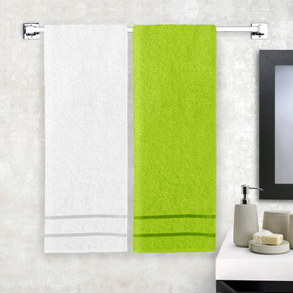 Story@Home 2 Units 100% Cotton Bath Towels - White and Green