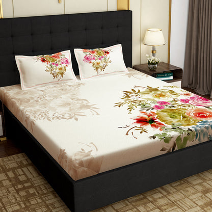 PAVO MOLLIS HOMES SUPER KING SIZE BEDSHEET - Floral,  Multicolor