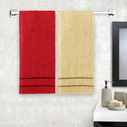 Story@Home 2 Units 100% Cotton Ladies Bath Towels - Beige and Wine Red