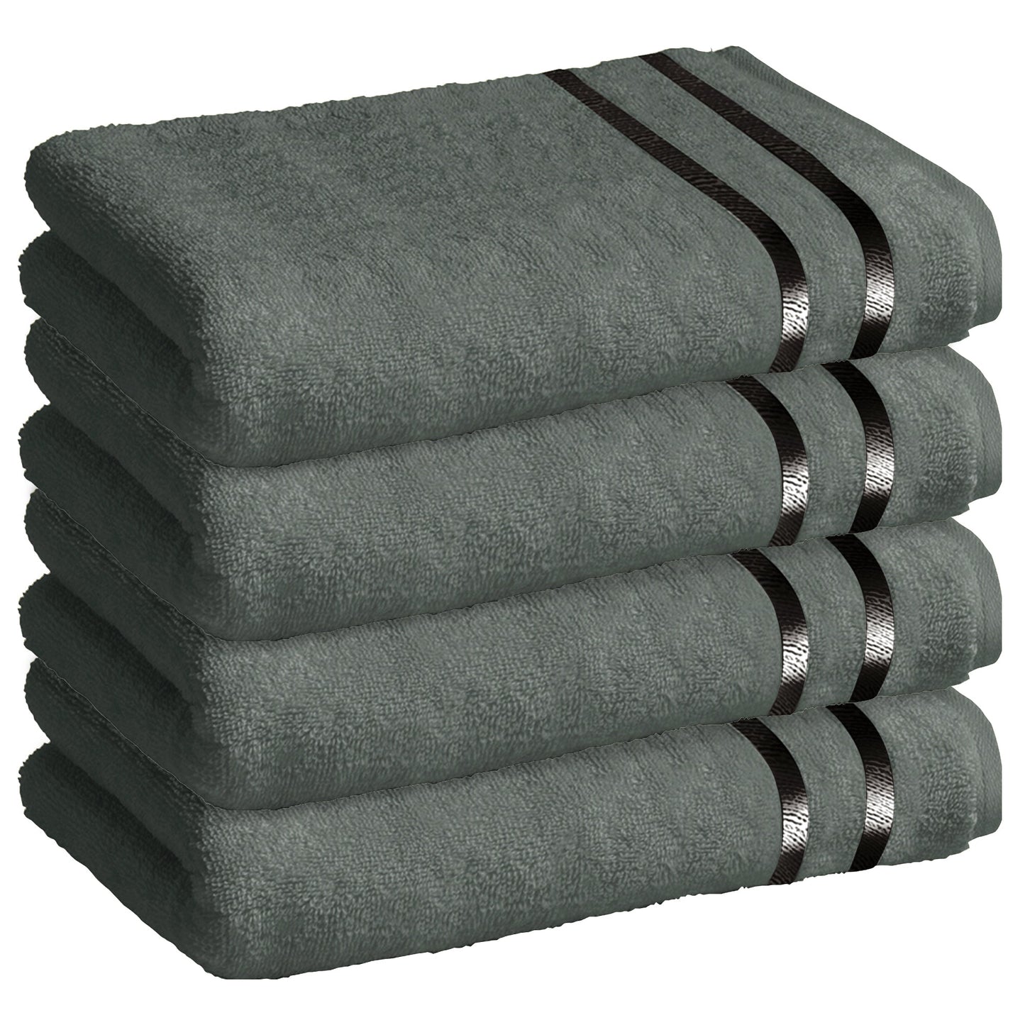 Story@Home 4 Units White 100% Cotton Bath Towel - Charcoal Grey