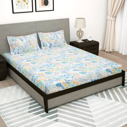 Arena 180 TC Multicolor Double Size Bedsheet With 2 Pillow Cover
