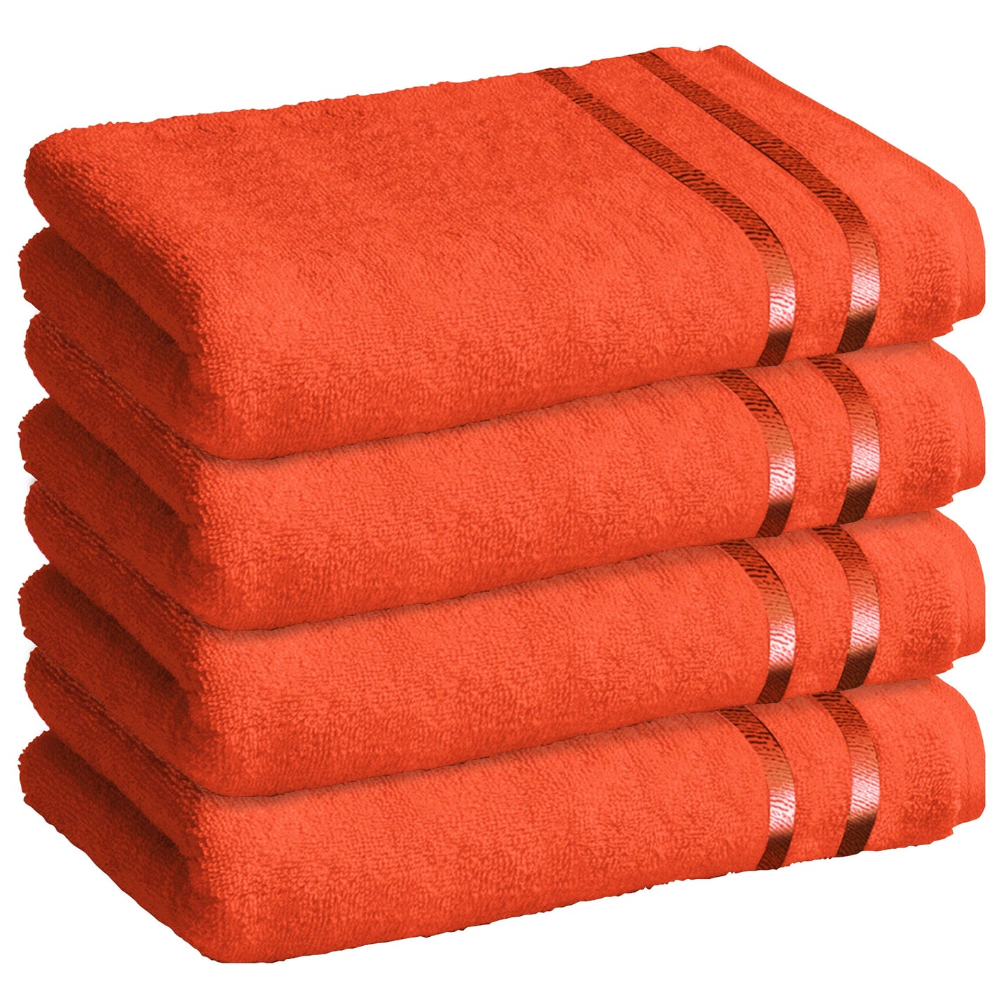 Story@Home 4 Units White 100% Cotton Bath Towel - Orange