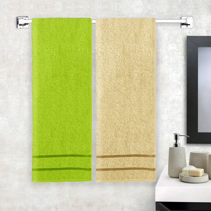 Story@Home 2 Units 100% Cotton Bath Towels - Green and Beige