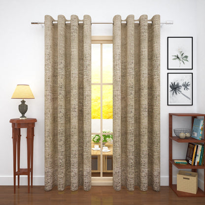 2 Pcs Brown Bloom Jacquard Room Darkening Door/Window Curtains