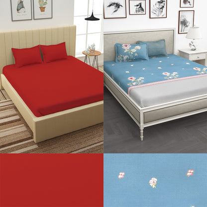 Story@Home 210TC 100% Cotton Floral King size 2 Bedsheet With 4 Pillow Covers