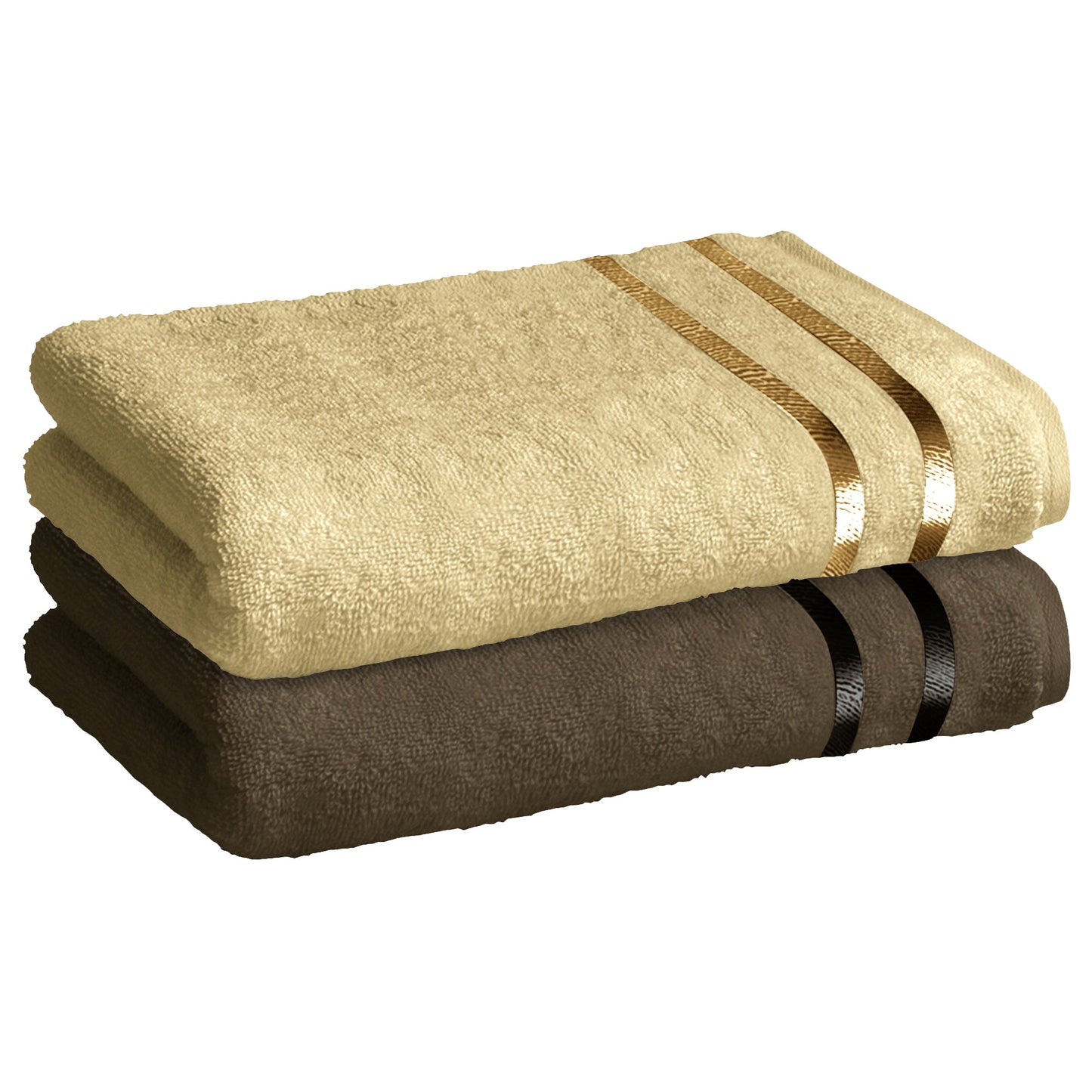 Story@Home 2 Units 100% Cotton Bath Towels - Brown and Beige