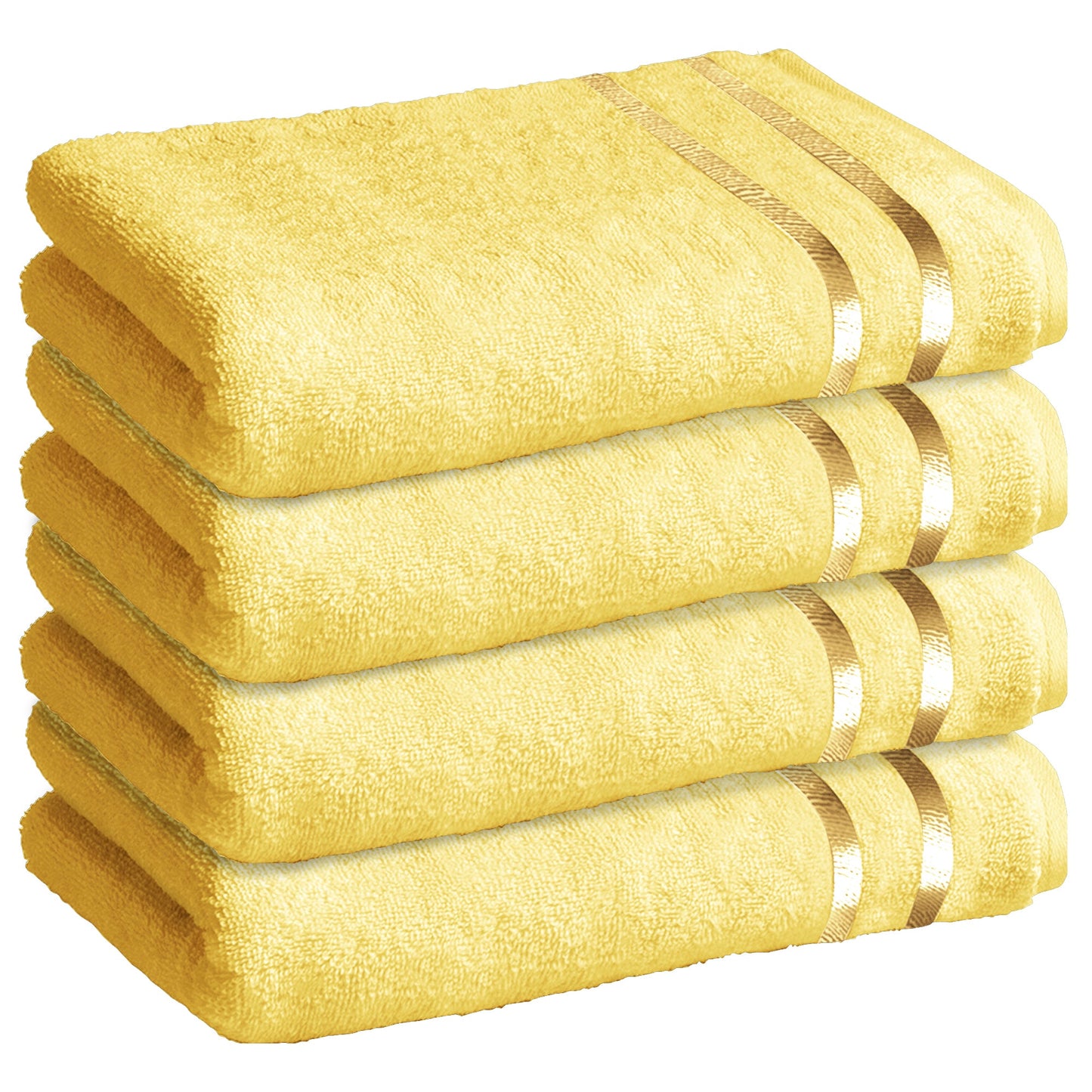 Story@Home 4 Units White 100% Cotton Bath Towel - Lemon Yellow