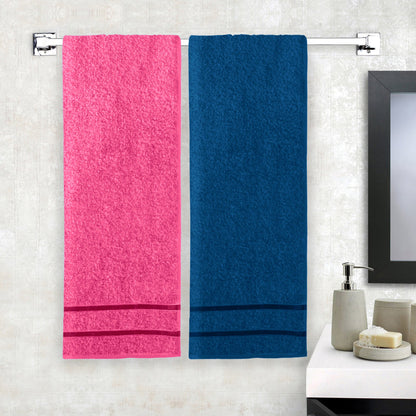 Story@Home 2 Units 100% Cotton Bath Towels - Pink and Navy Blue