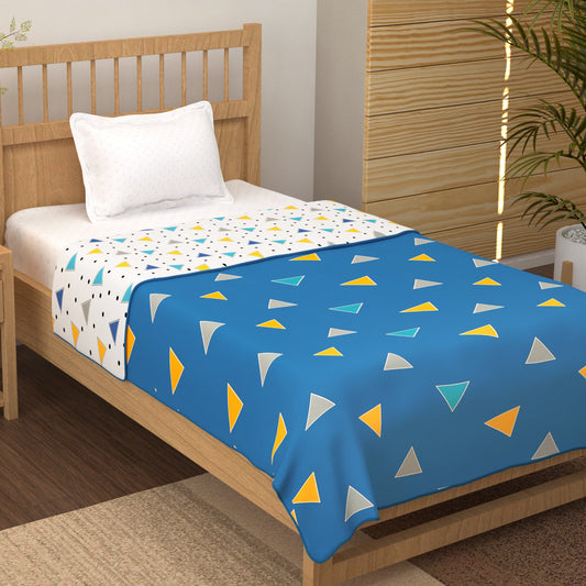 Super Soft Camric Cotton Blue Geometric - Single Dohar