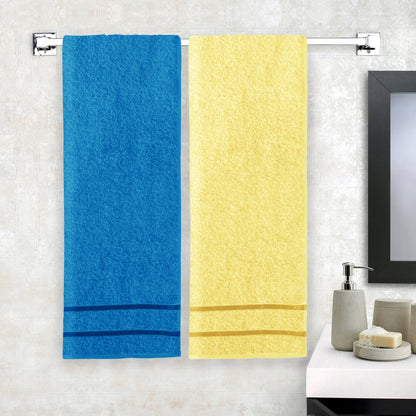 Story@Home 2 Units 100% Cotton Bath Towels - Blue and Lemon Yellow