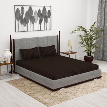 300 TC Brown 1 King Size Bedsheet With 2 Pillow Cover
