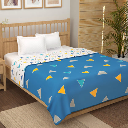 Super Soft Camric Cotton Blue Geometric - Double Dohar