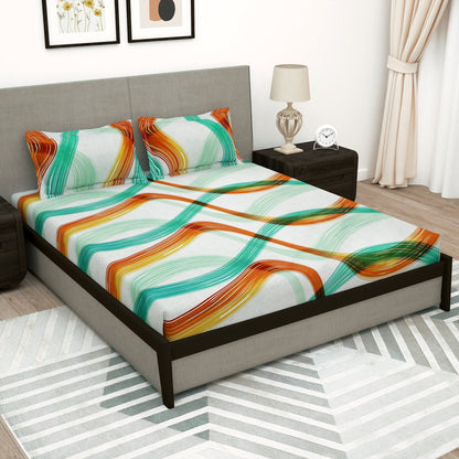 Arena 180 TC Turquoise Double Size Bedsheet With 2 Pillow Cover