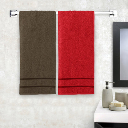 Story@Home 2 Units 100% Cotton Ladies Bath Towels - Brown and Wine Red