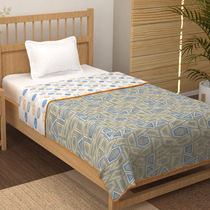 Merlin Pure Cotton Grey & White Criss Cross Single Dohar