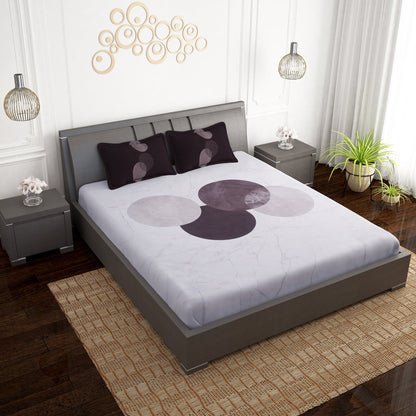 Artini Collection Tileable Circles Pattern King Size Bedsheet - Grey