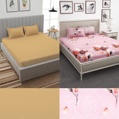 Story@Home 210TC 100% Cotton Floral King size 2 Bedsheet With 4 Pillow Covers