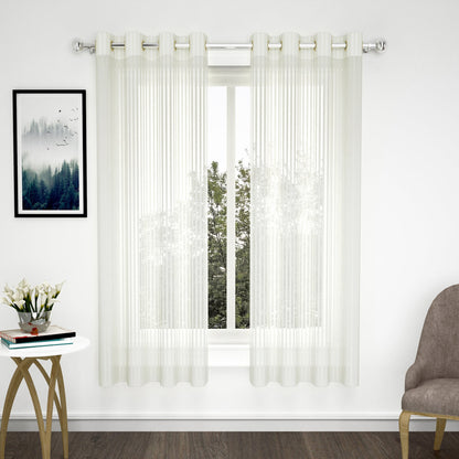 2 Pcs White Sheer Net Polyester Window/Door Curtains