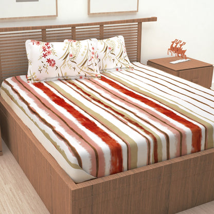 186 TC 100% Cotton 1 Double Bedsheet With 2 Pillow Cover - StoryAtHome.com