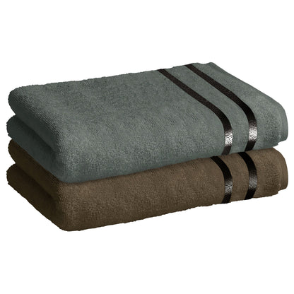 Story@Home 2 Units 100% Cotton Bath Towels - Brown and Charcoal Grey
