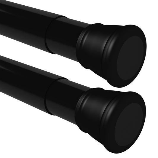 Modern Simple Lightweight Adjustable Extendable Stable Shower rod - Pack of 2 - Black