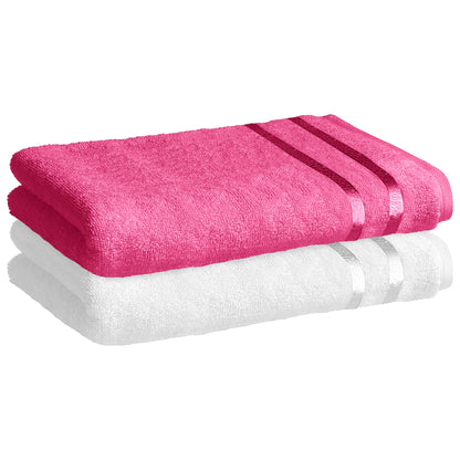 Story@Home 2 Units 100% Cotton Ladies Bath Towels - White and Pink